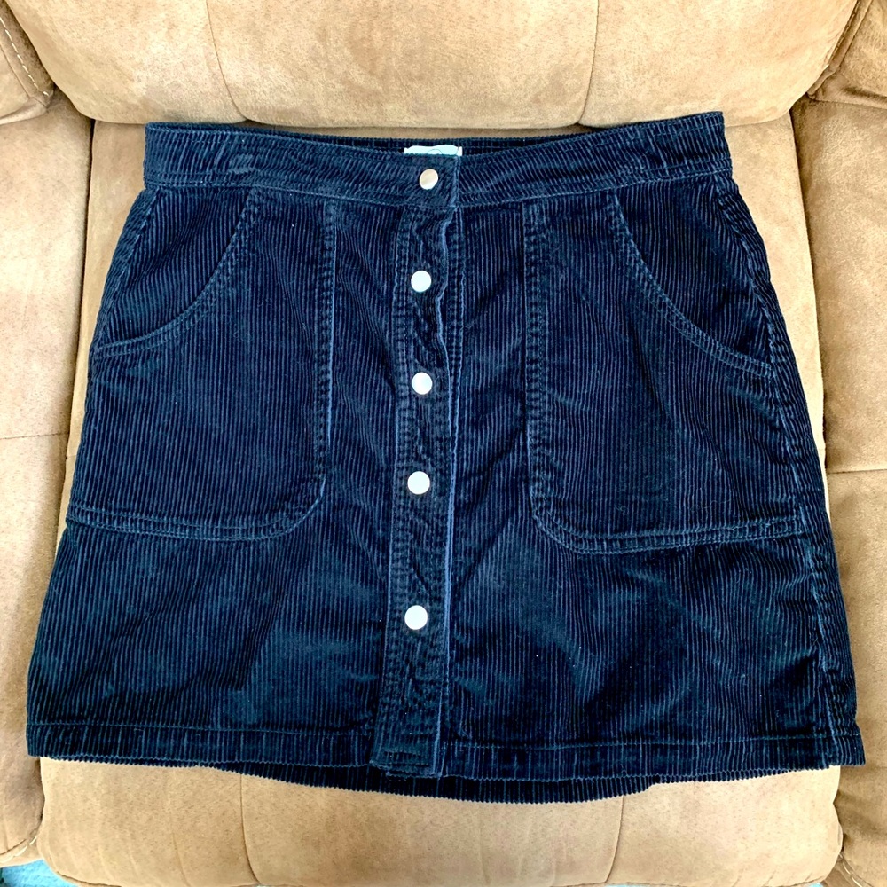 Cute Corduroy Button Up Mini Skirt L